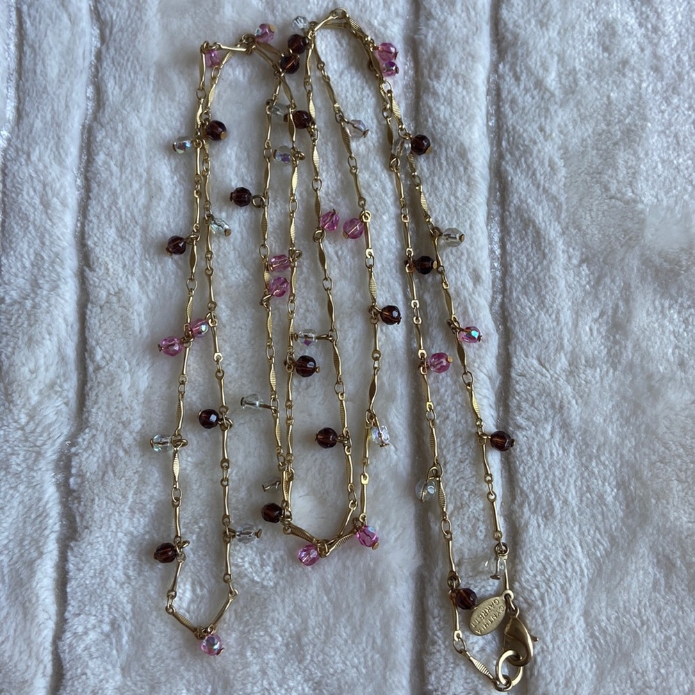 Cynthia Garrett beaded station long stranded necklace